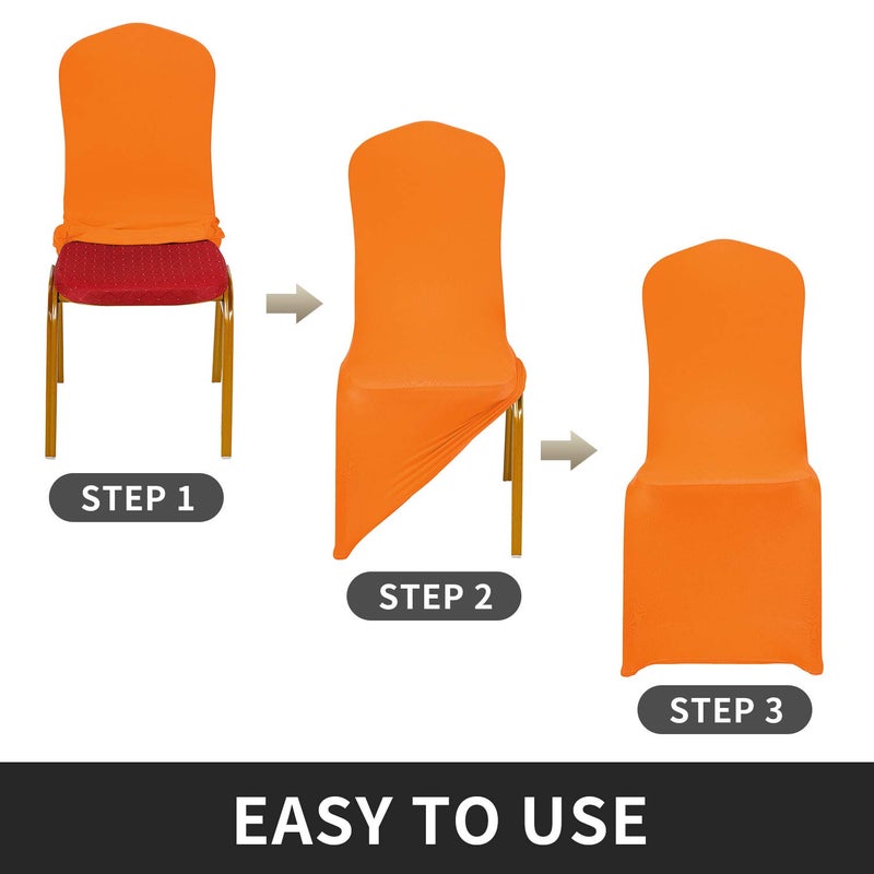Peomeise Stretch Spandex Chair Cover for Wedding Party Dining Banquet Event (Orange, 25) - Image 4